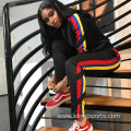 Casual sport 2 piece stripe side women tracksuit